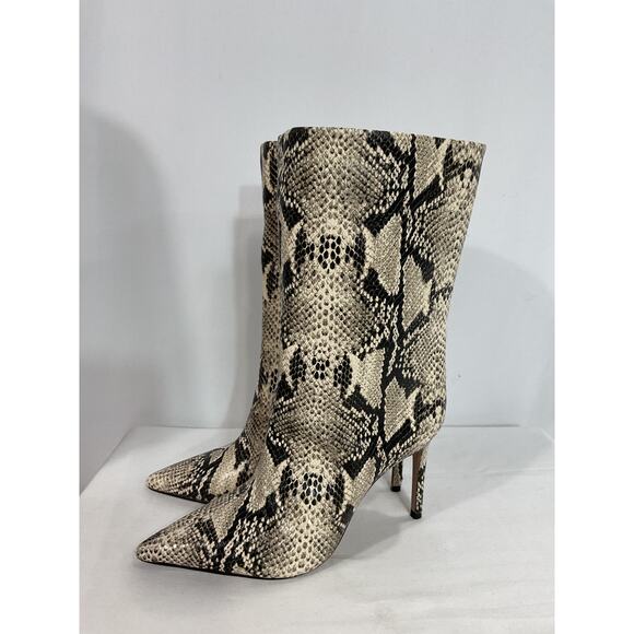 Schutz 'Mary' Black Snake Print Leather Stiletto Heel Size 7 - Picture 3 of 6